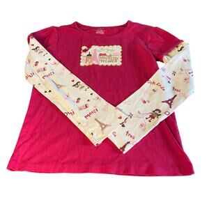 Gymboree pink Paris Eiffel Tower long‎ sleeve graphic shirt SIZE 10